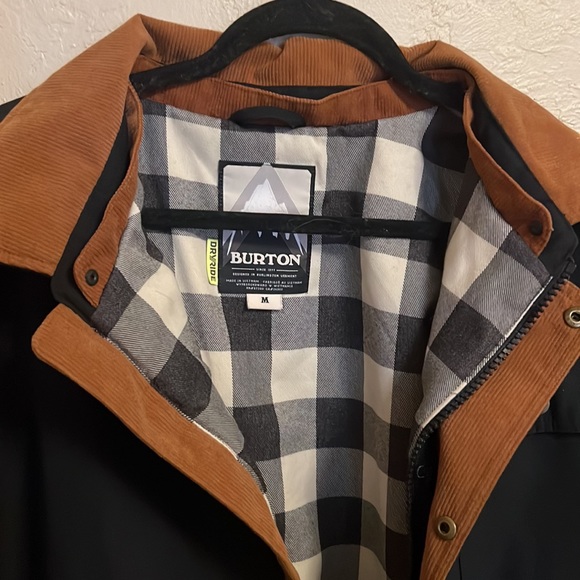 BURTON Jacket Mens Medium Dry Ride Canvas Snap Zip Lined Thermolite - Picture 5 of 6